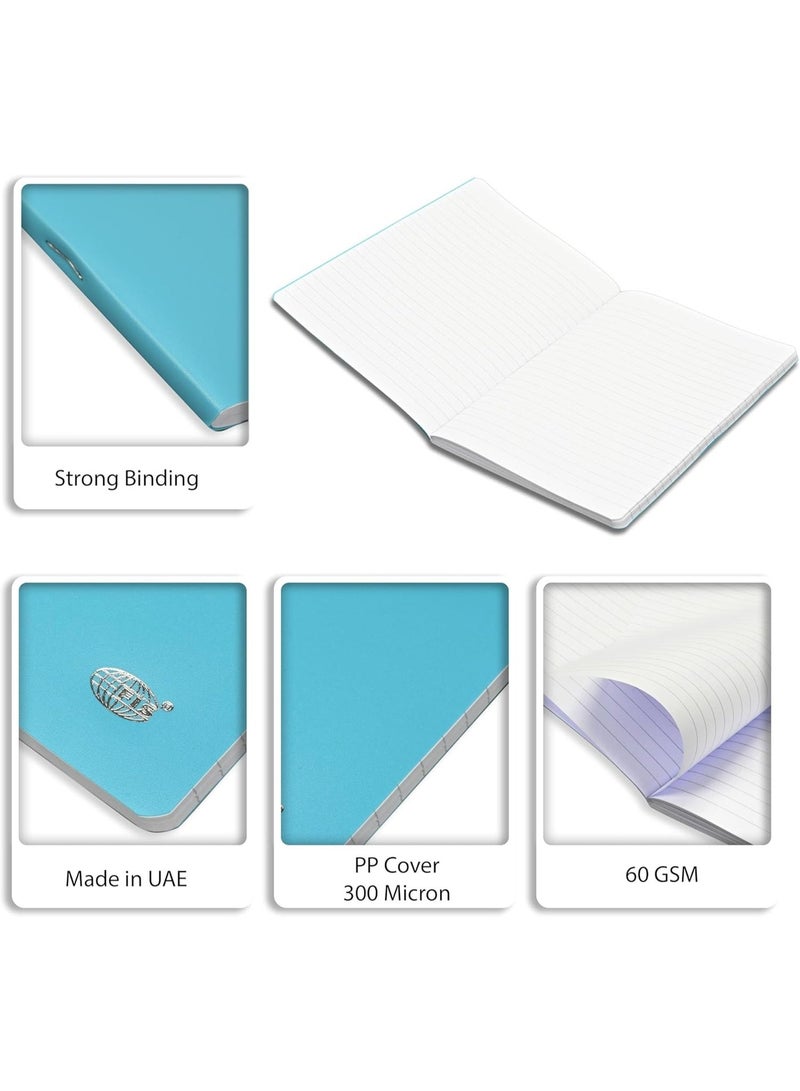 FIS Note Book, A5 Size(148x210mm), PP Soft Cover Materials, Stong Binding Wire, 80 Sheets, Single Line Ruling, Rounded Corners, Packet of 5 Pieces, Neon Blue Cover Design-FSNBA5SLPPNBL - Image 3